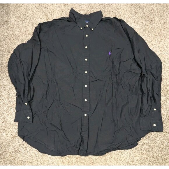 Ralph Lauren Shirt Mens 3XLT Big Tall Black Long sleeve Button Down Classic Fit - Picture 1 of 6